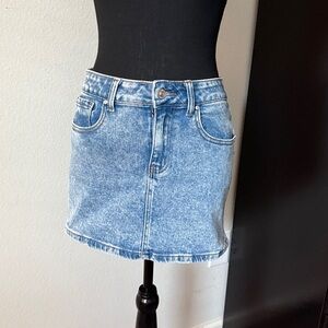 Wax Jean Blue Denim Mini Skirt